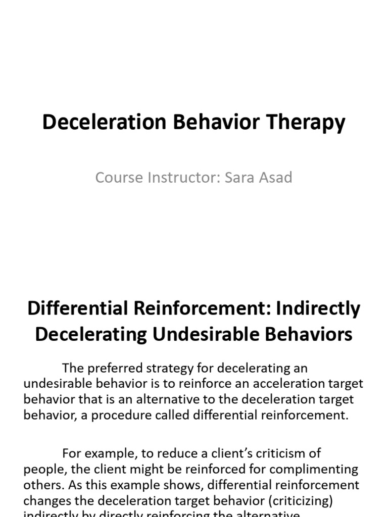Deceleration Behavior Therapy-Indirect | PDF