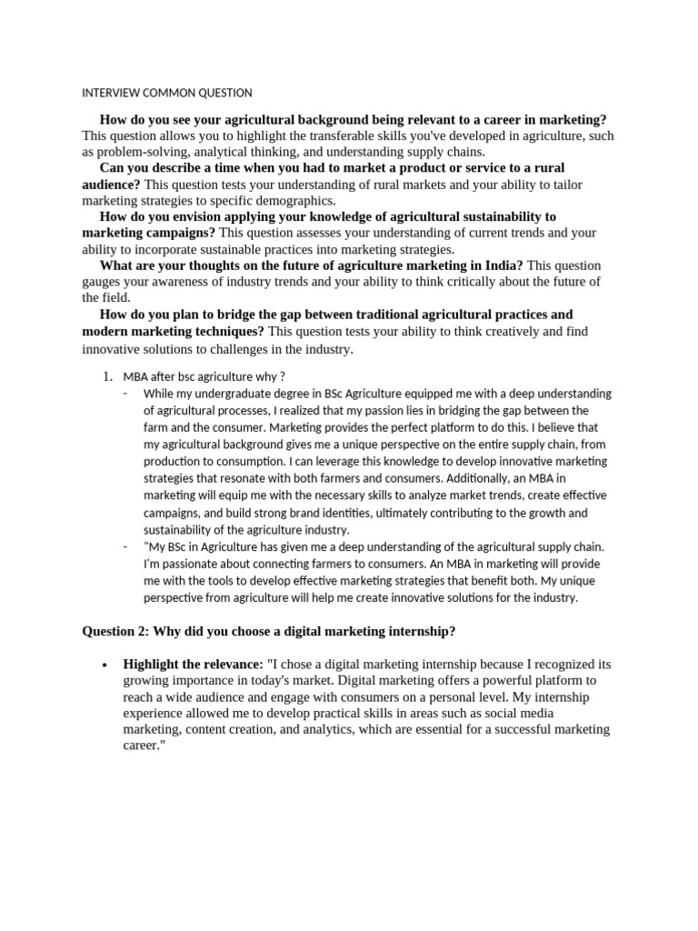 Interview Common Question Pdf