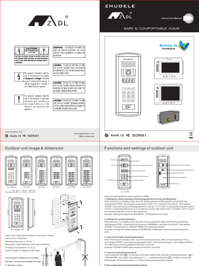 ZDL Series Videointercom | PDF