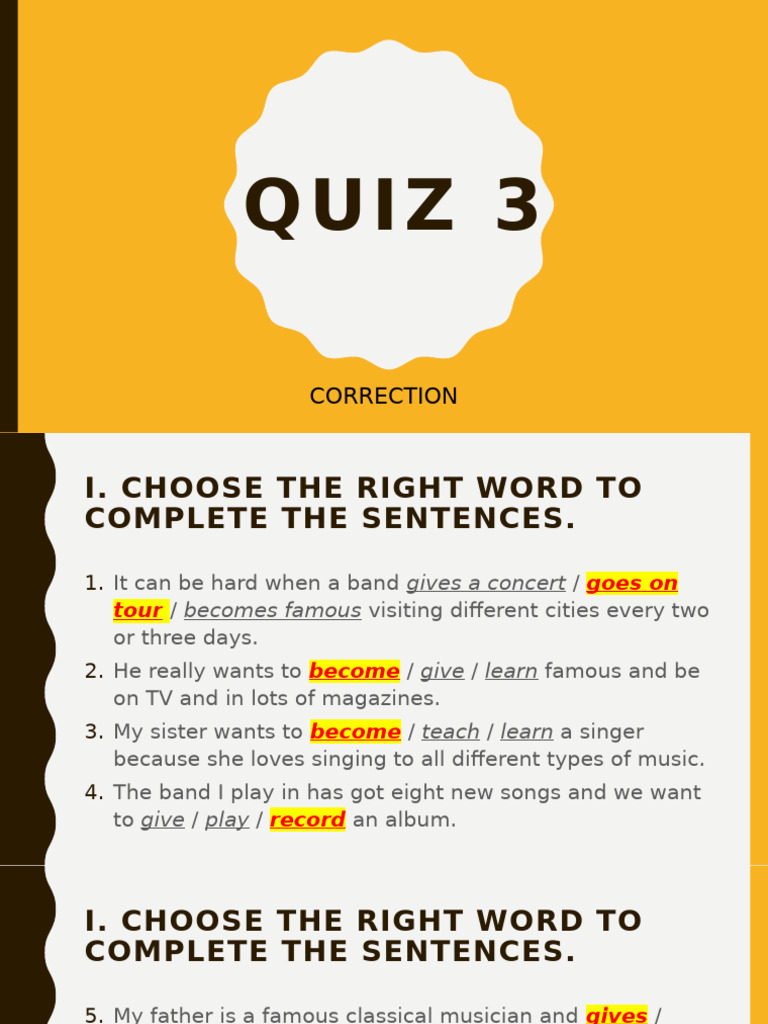 Quiz 3 - Correction | PDF