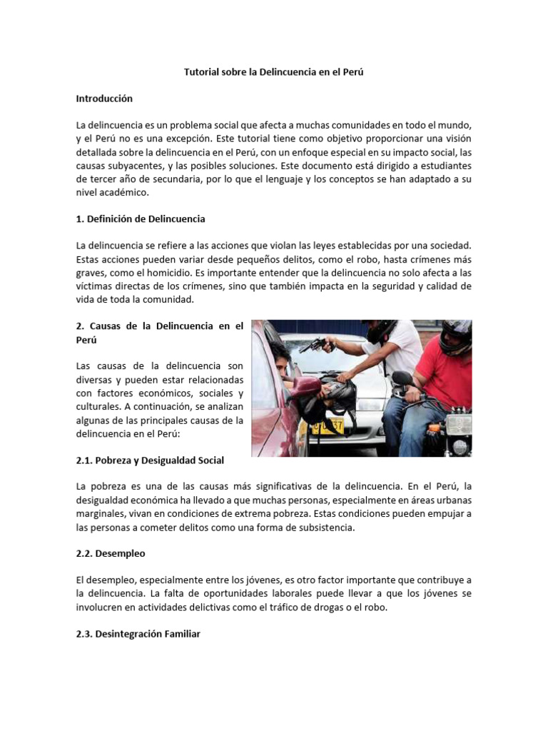 Tutorial Sobre La Delincuencia en El Perú | PDF | Pobreza | Ciencias ...