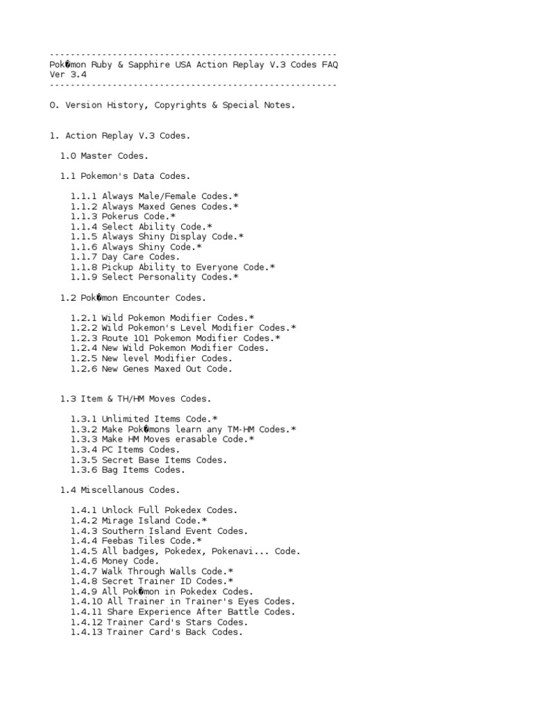Pokemon HeartGold Action Replay Codes, PDF, Scribd