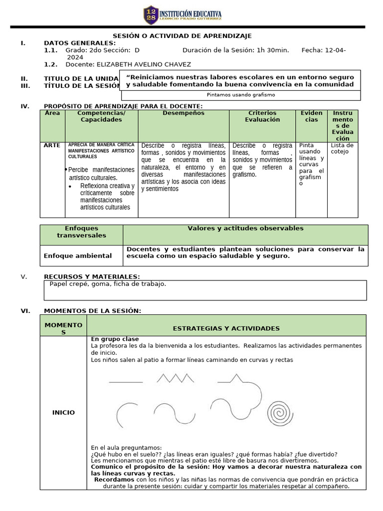 Sesion de Aprendizaje de Arte Grafismo | PDF