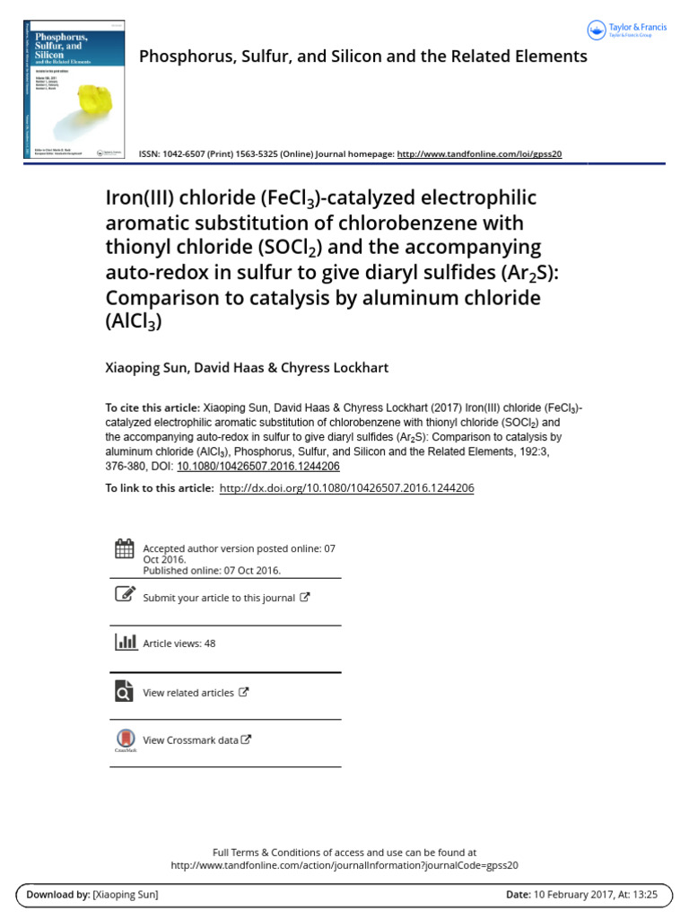 Fecl3 Catalyzed Eas Sun Pdf