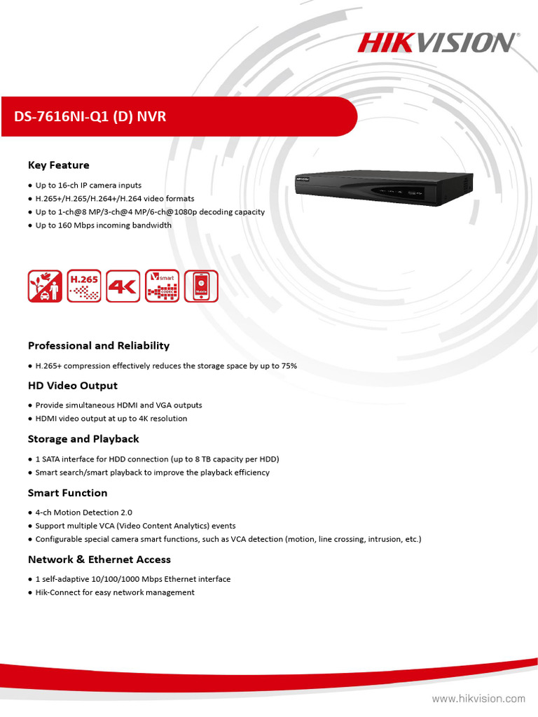 Datasheet of DS 7616NI Q1 NVRD - V4.71.200 - 20221031 | PDF
