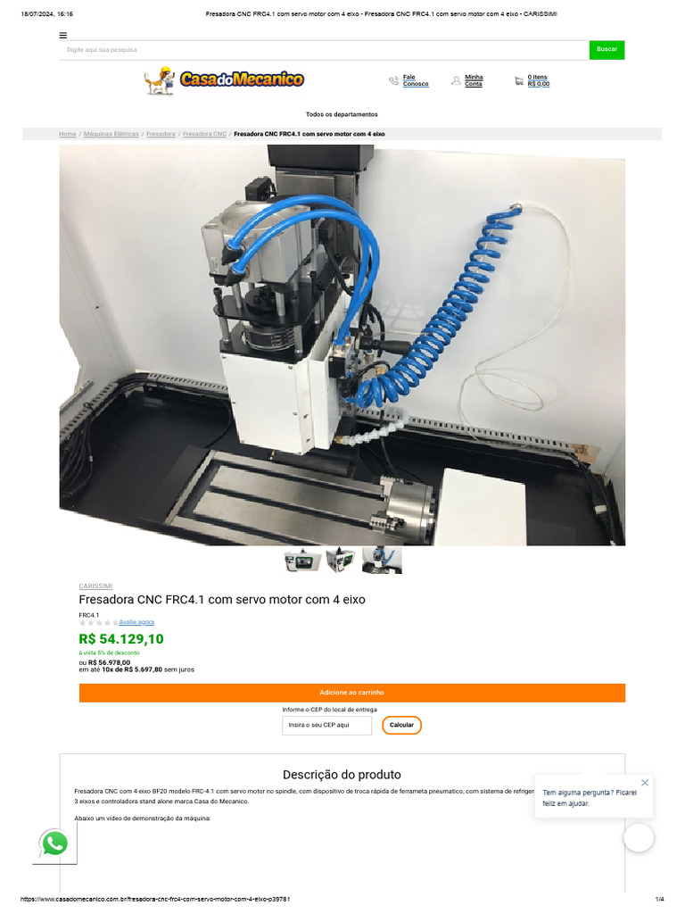 Fresadora CNC FRC4.1 Com Servo Motor Com 4 Eixo - Fresadora CNC FRC4.1 ...
