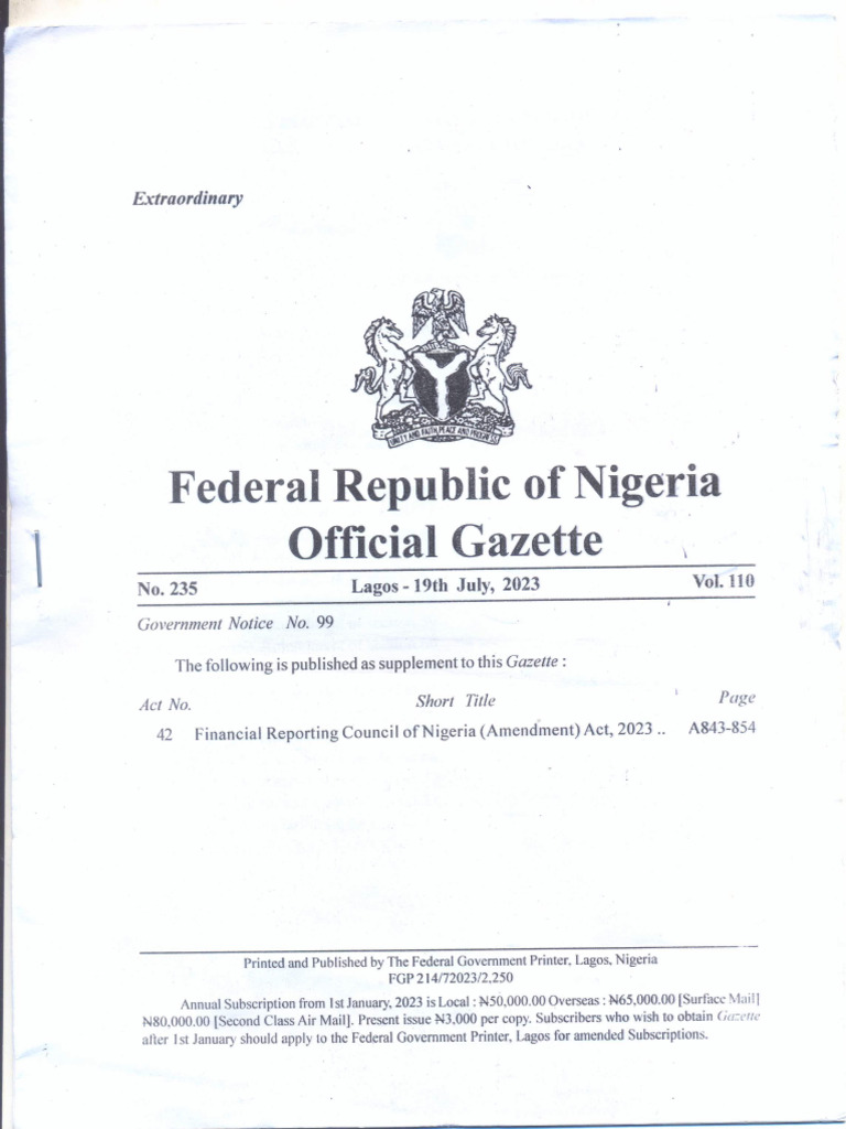 FRC Amendment Act 20230001 | PDF