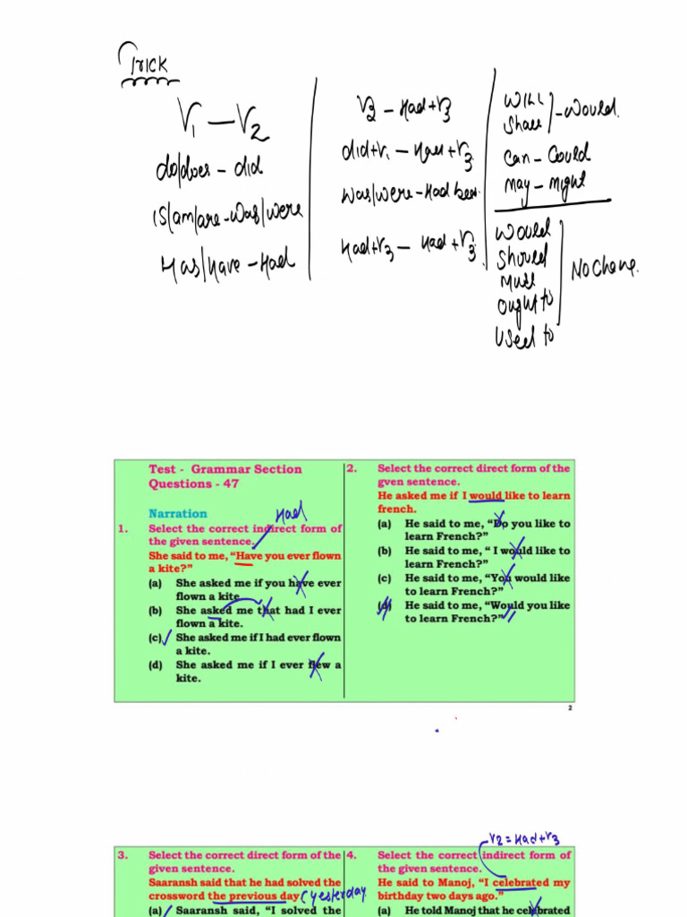 Narration Practice Test Pdf