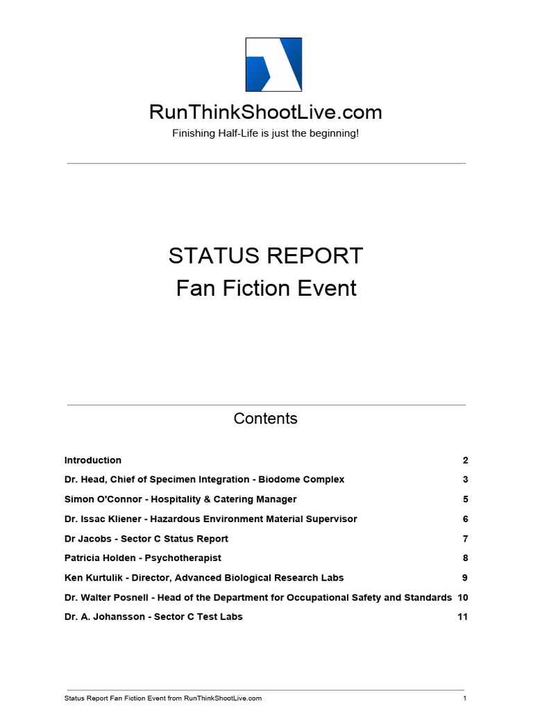 Status Report Fan Fiction Event | PDF