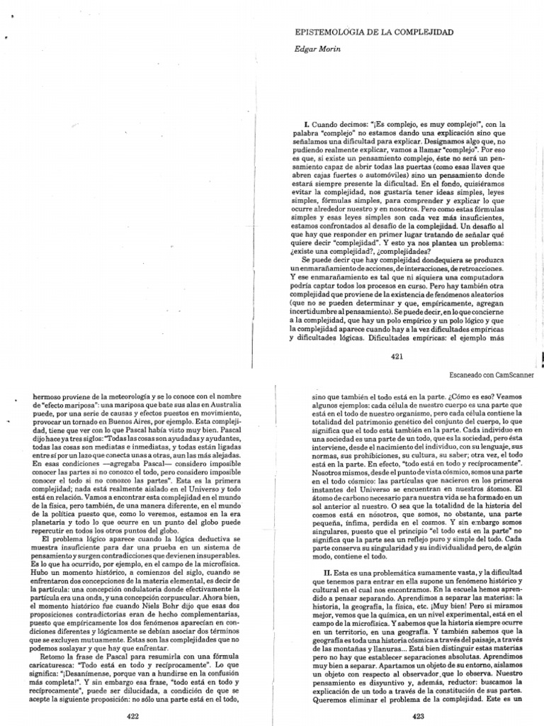 Paradigma de La Complejidad - Morin Pedagogia | PDF