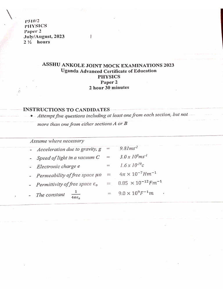 Uace Asshu Phy 2 + Guide 2023. | PDF