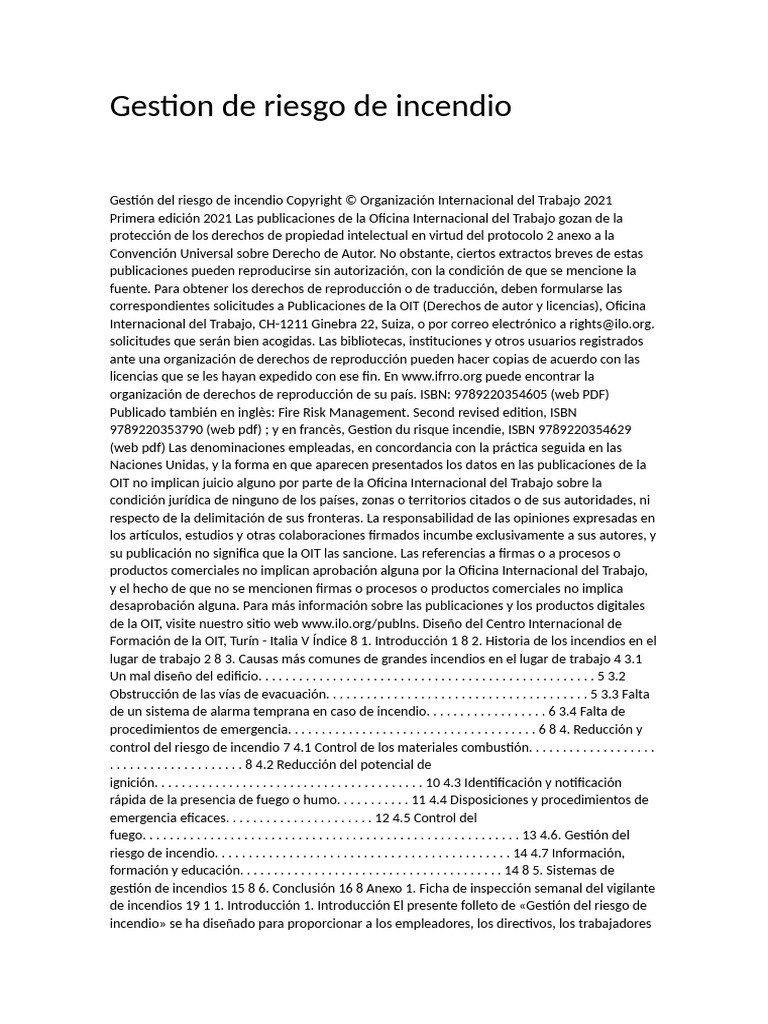 Gestión Del Riesgo de Incendio | PDF