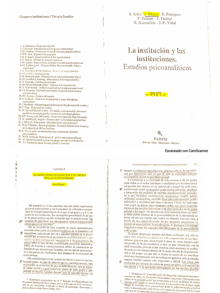 BLEGER. Cap. 2. El Grupo Como Institución y El Grupo en Las ...