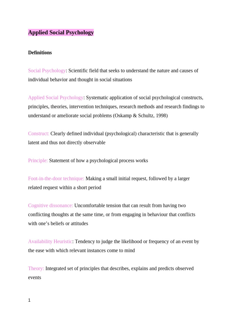 Overview of Applied Social Psychology | PDF | Psychology | Science ...