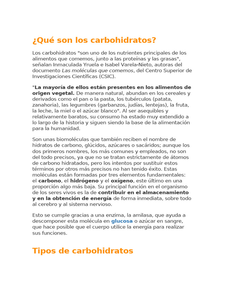 Qué Son Los Carbohidratos Pdf