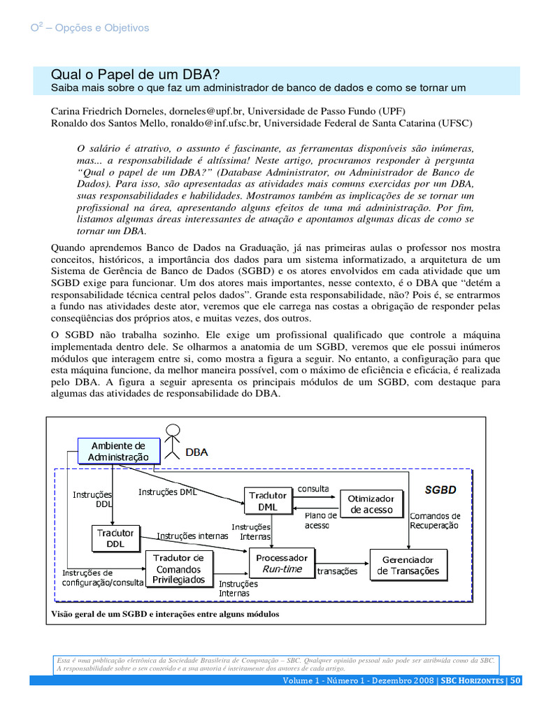 Qual o Papel de Um DBA? | PDF