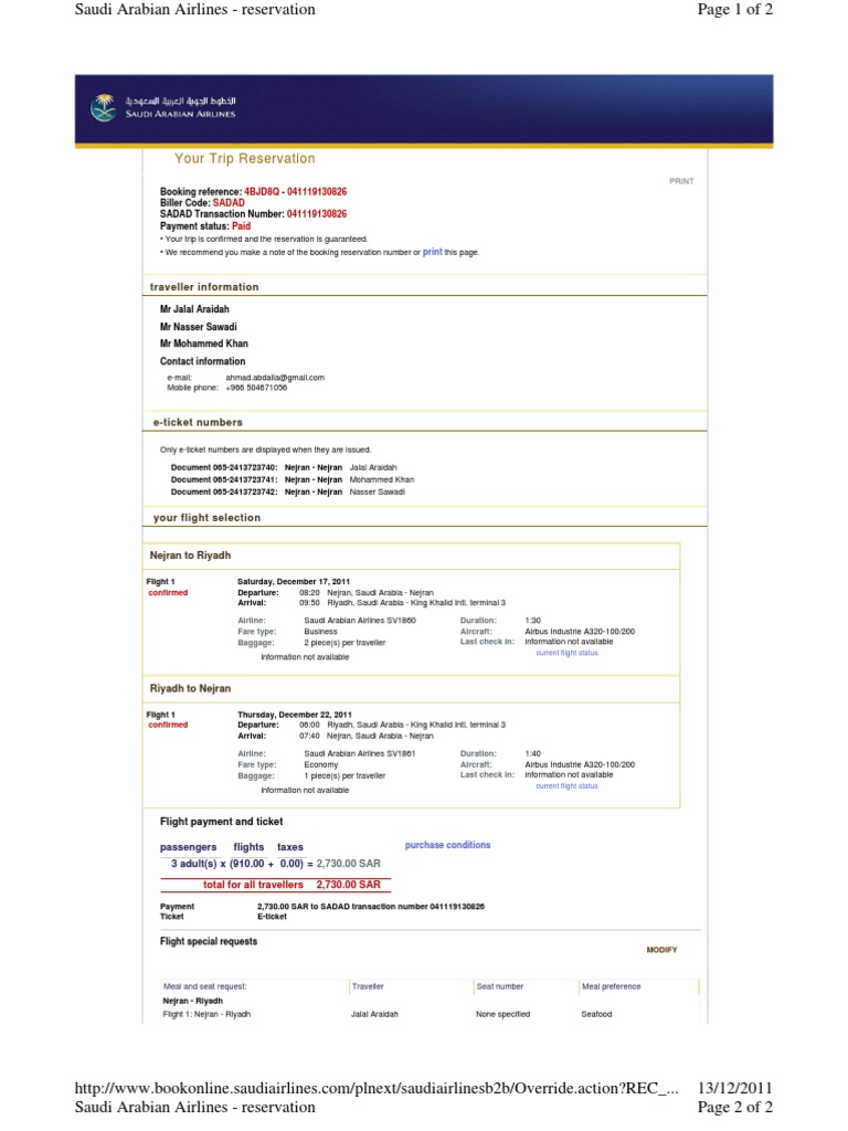 Booking saudi airlines General Data