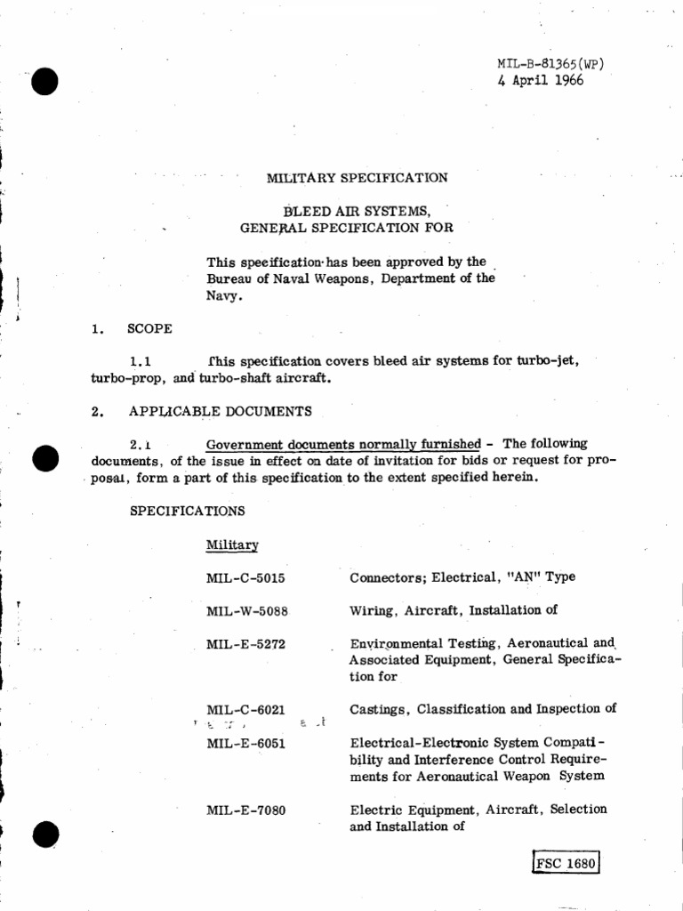 Mil-B-81365 - Bleed Air Systems General Specification | PDF