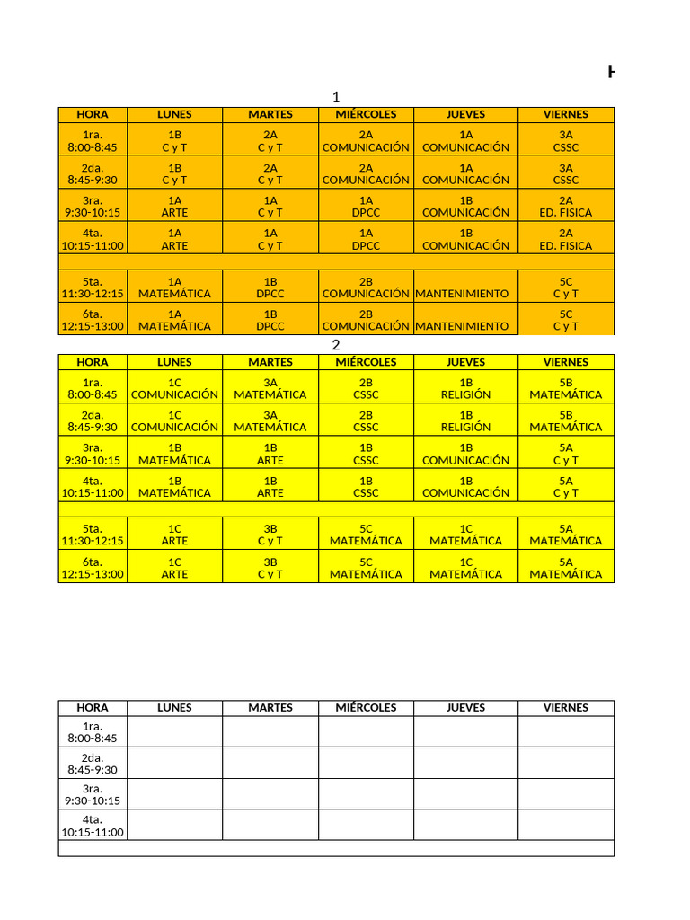 Horario Aip Secundaria 2024 | PDF