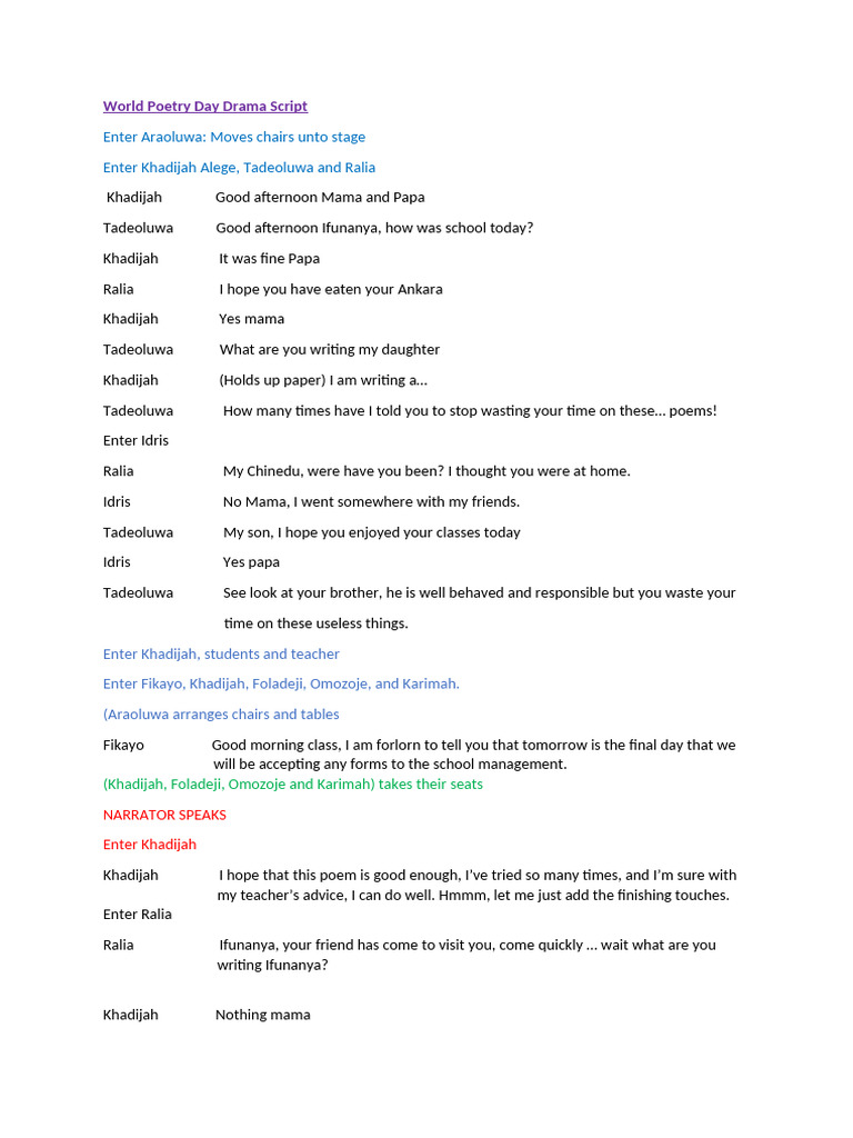 Drama Script For World Poetry Day THE FINAL TRIAL | PDF