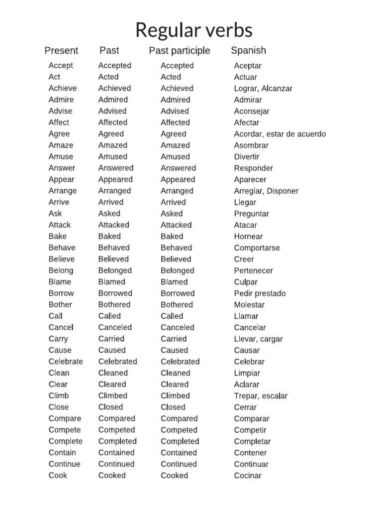 Regular Verbs ING | PDF