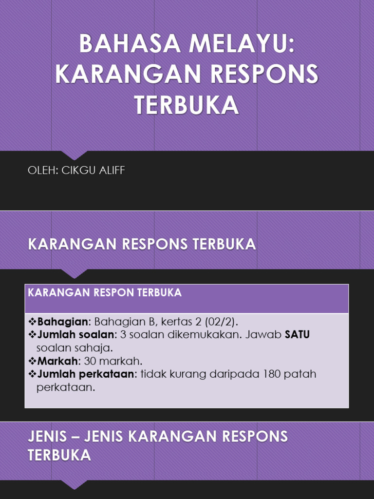 Bahasa Melayu Karangan Respon Terbuka | PDF
