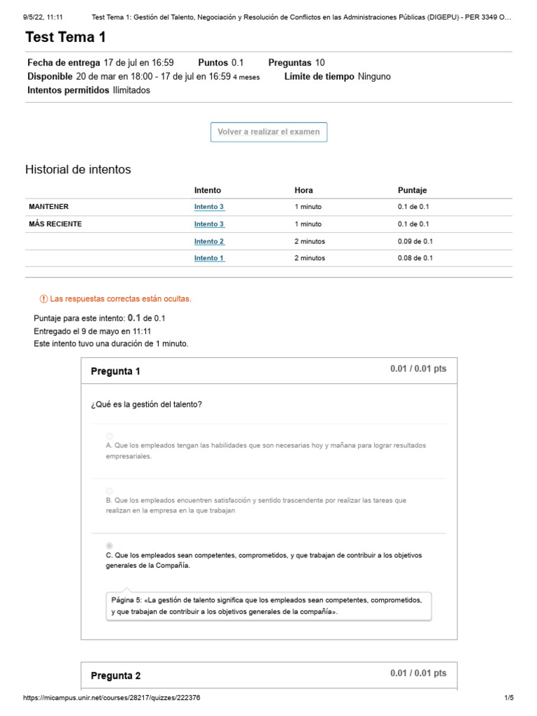 Consolidado Test Gestion Del Talento | PDF