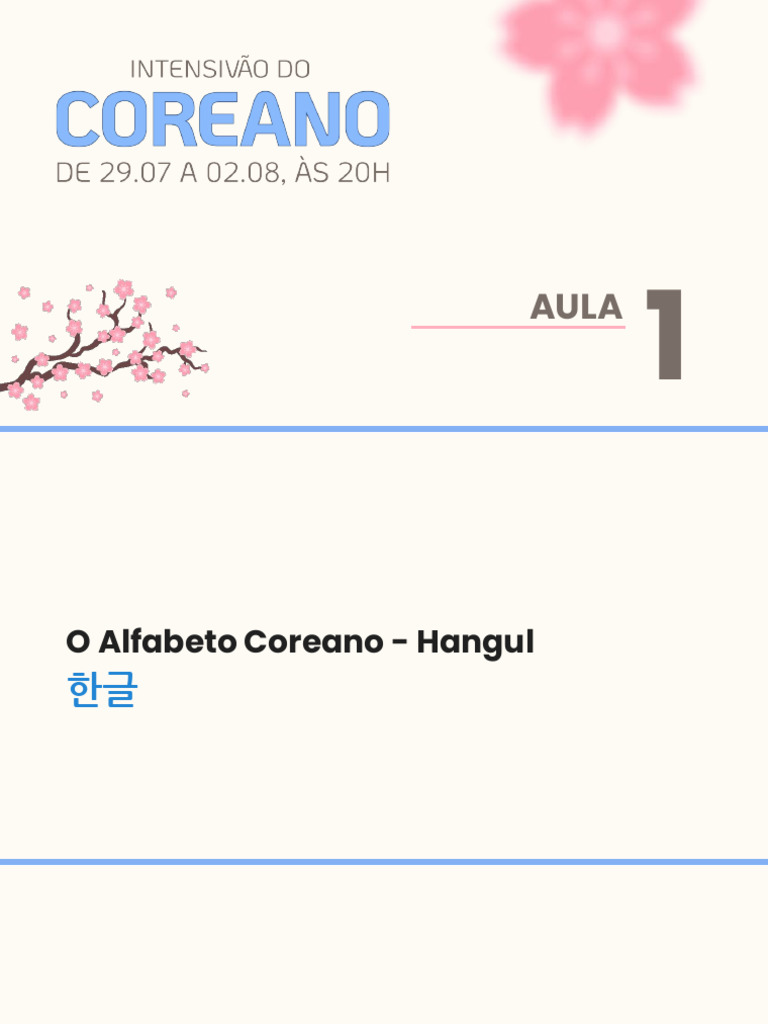 Aula 1 - Intensivão de Coreano | PDF