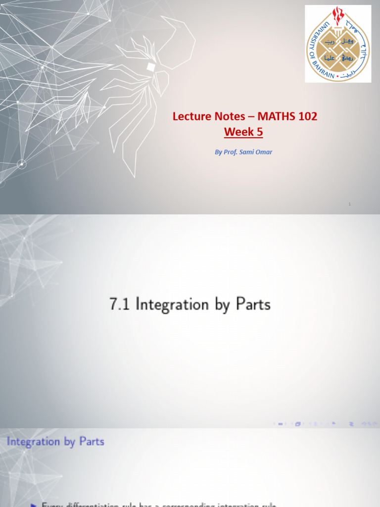 MATHS 102 - Week5 - Section 7.1 | PDF