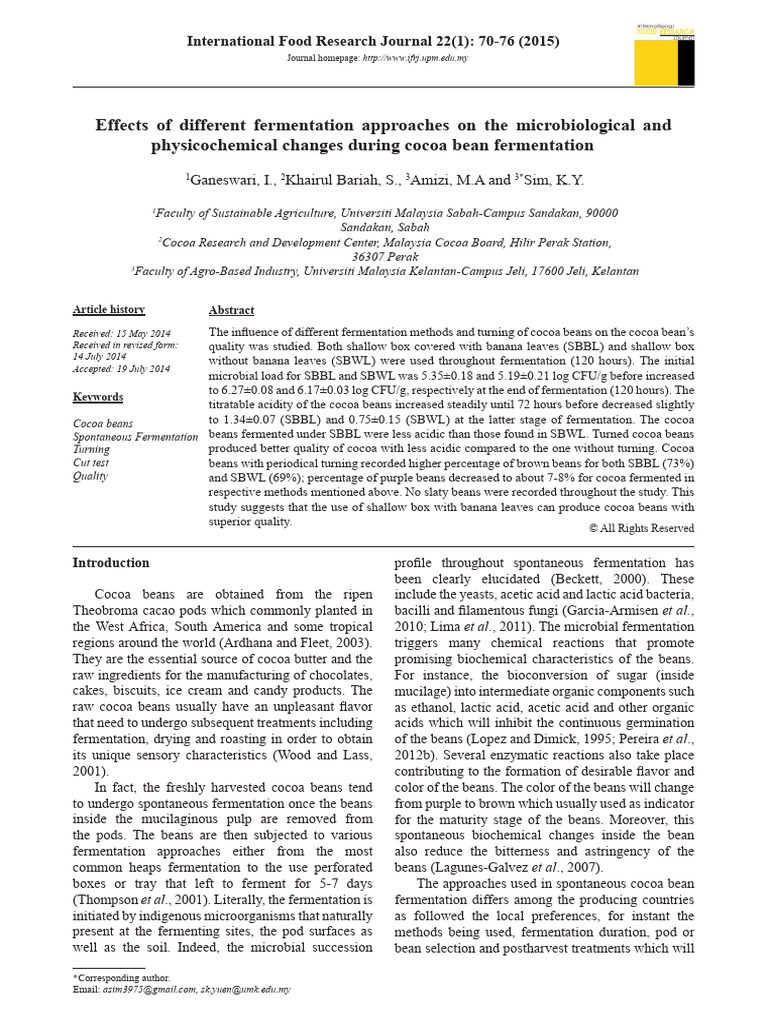 Effects of Different Fermentation Approa | PDF