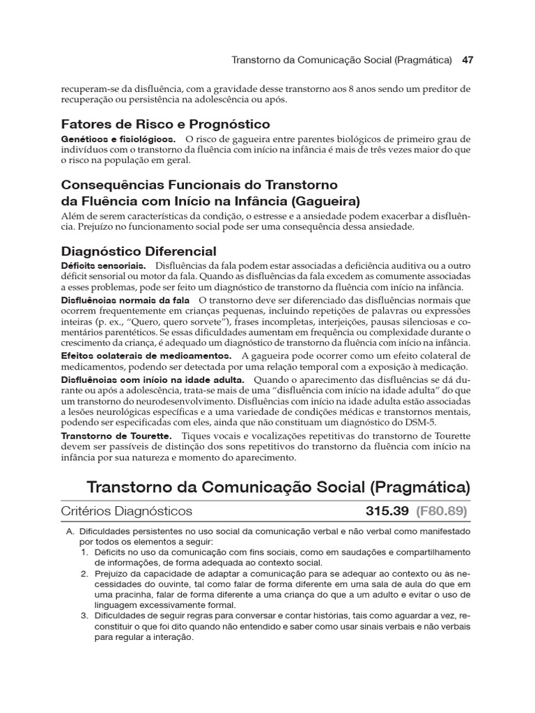 DSM-V Transtorno Da Comunicação Social | PDF
