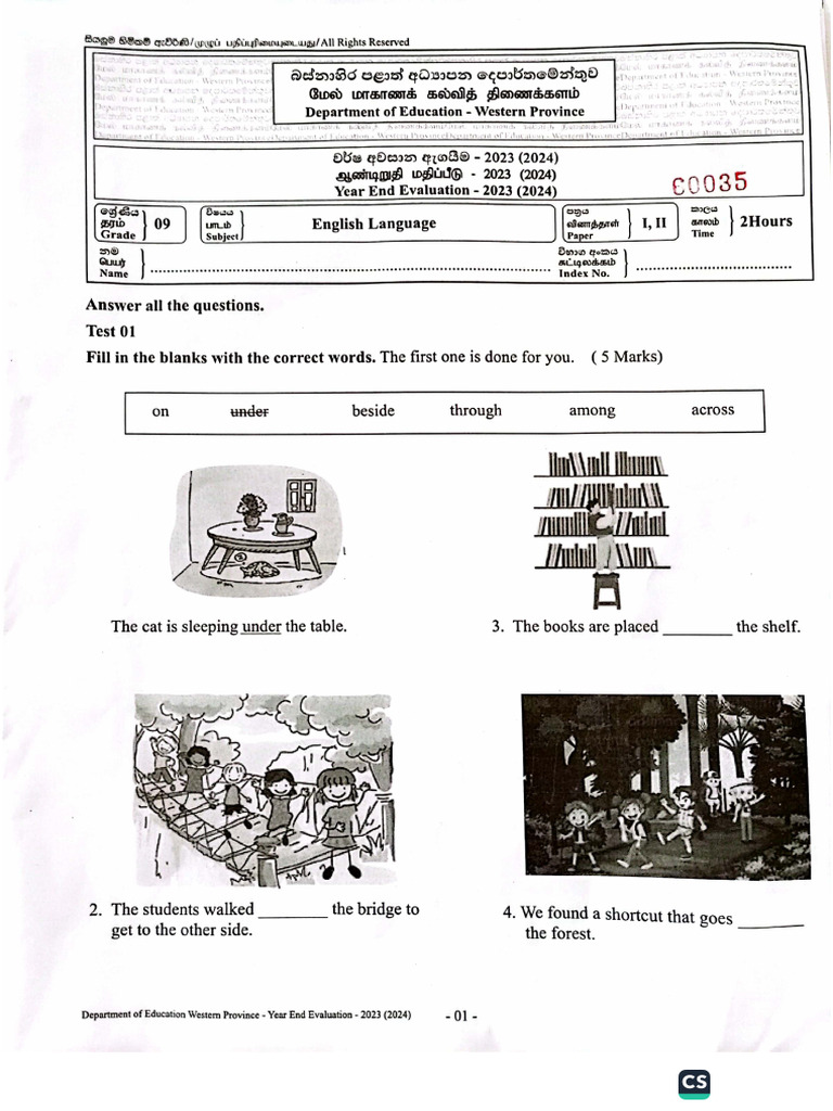 English - Grade 9 - Third Term Test 2023 - Western Province | PDF