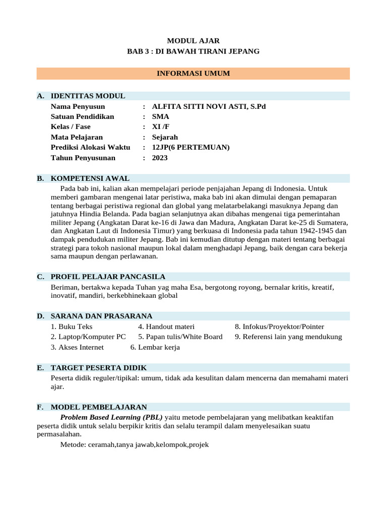 MODUL AJAR Bab 3 | PDF