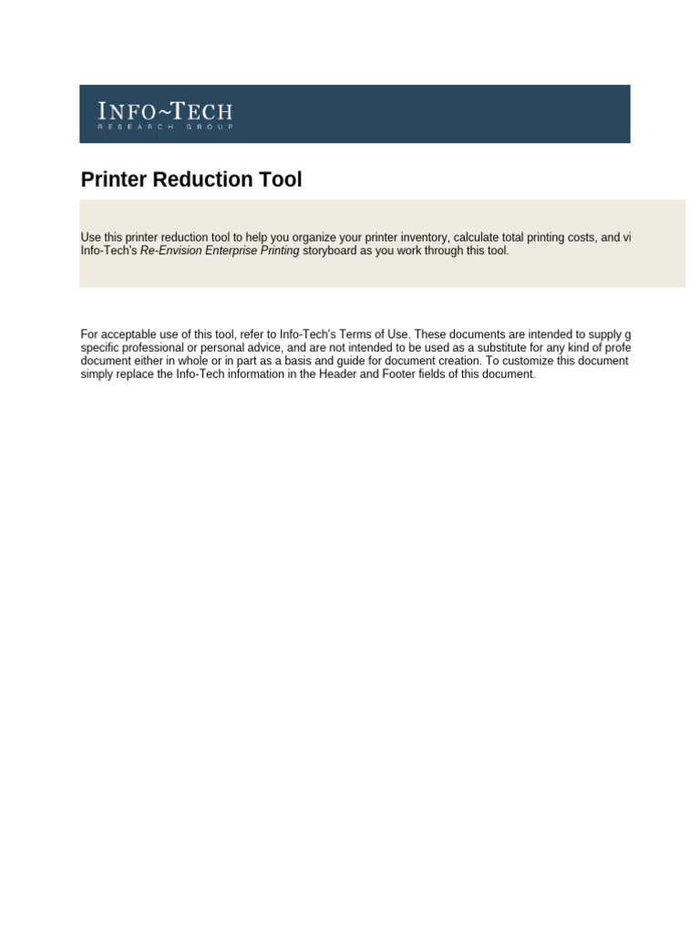 Manufacturing Printer Reduction Tool | PDF