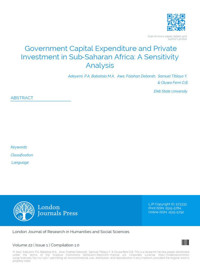 Government Capital Expenditure and Private Investment in Sub Saharan ...
