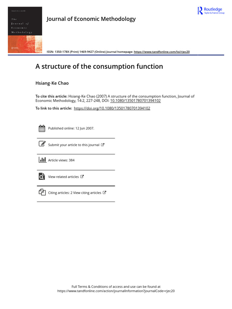 A Structure of The Consumption Function | PDF