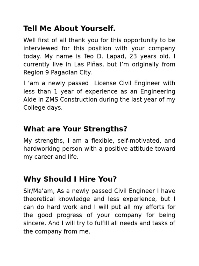 Interview Self-Introduction Guide | PDF | Career & Growth