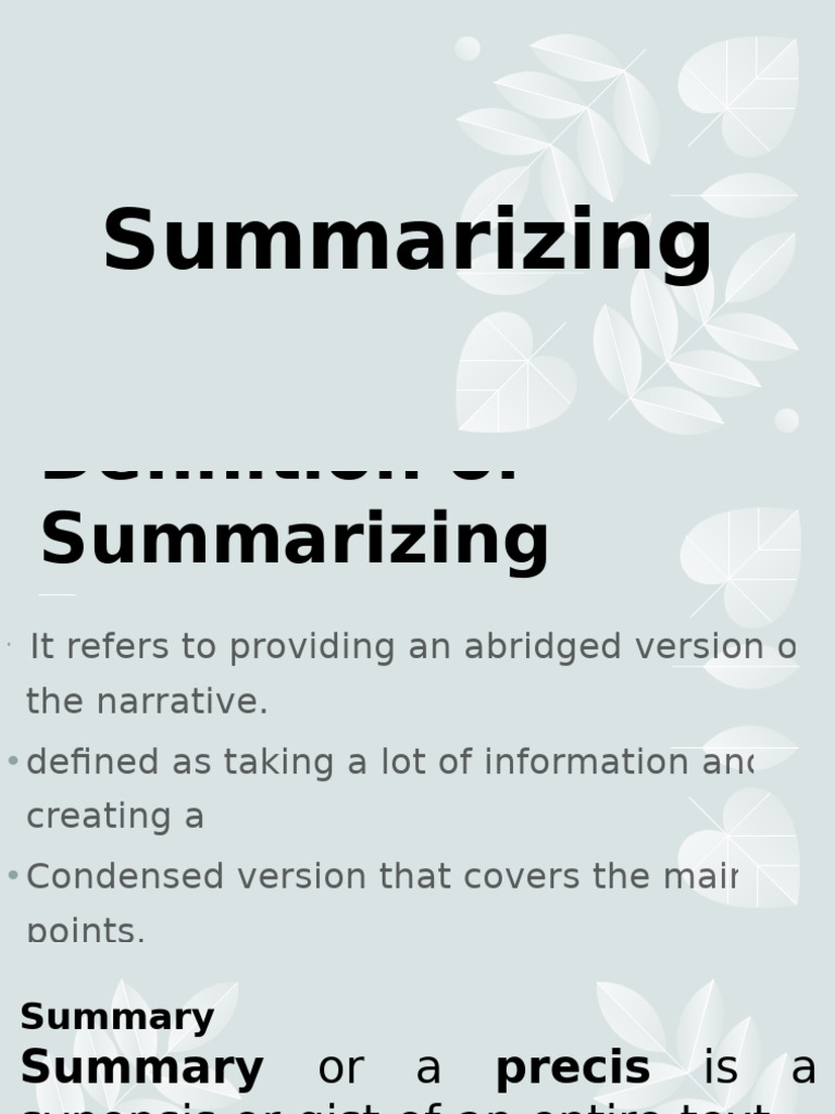 Summarizing pdf