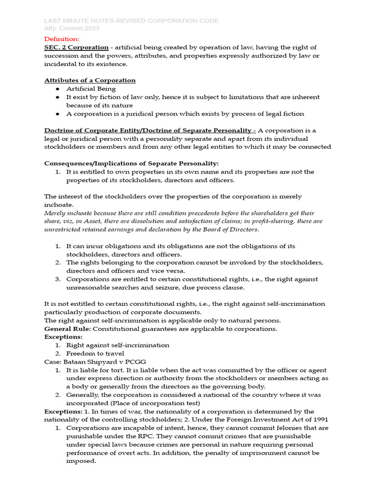 Last minute notes corpo pdf