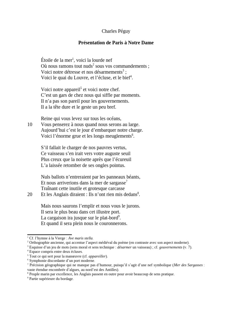 Charles Péguy Presentation De Paris A Notre Dame Pdf