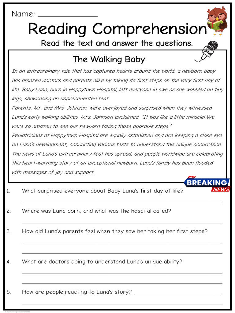 Grade 4 Comprehension: The Walking Baby | PDF
