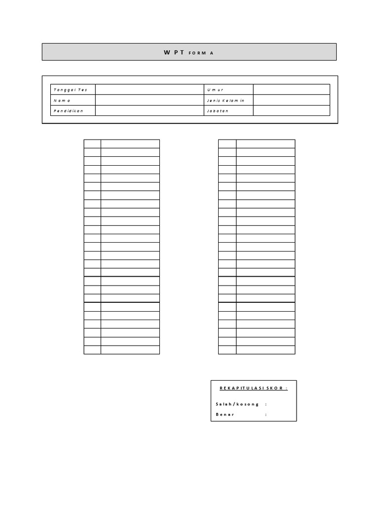 WPT Form A | PDF