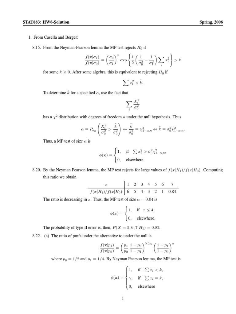 Casella Berger Ch 8 Some Solutions Pdf