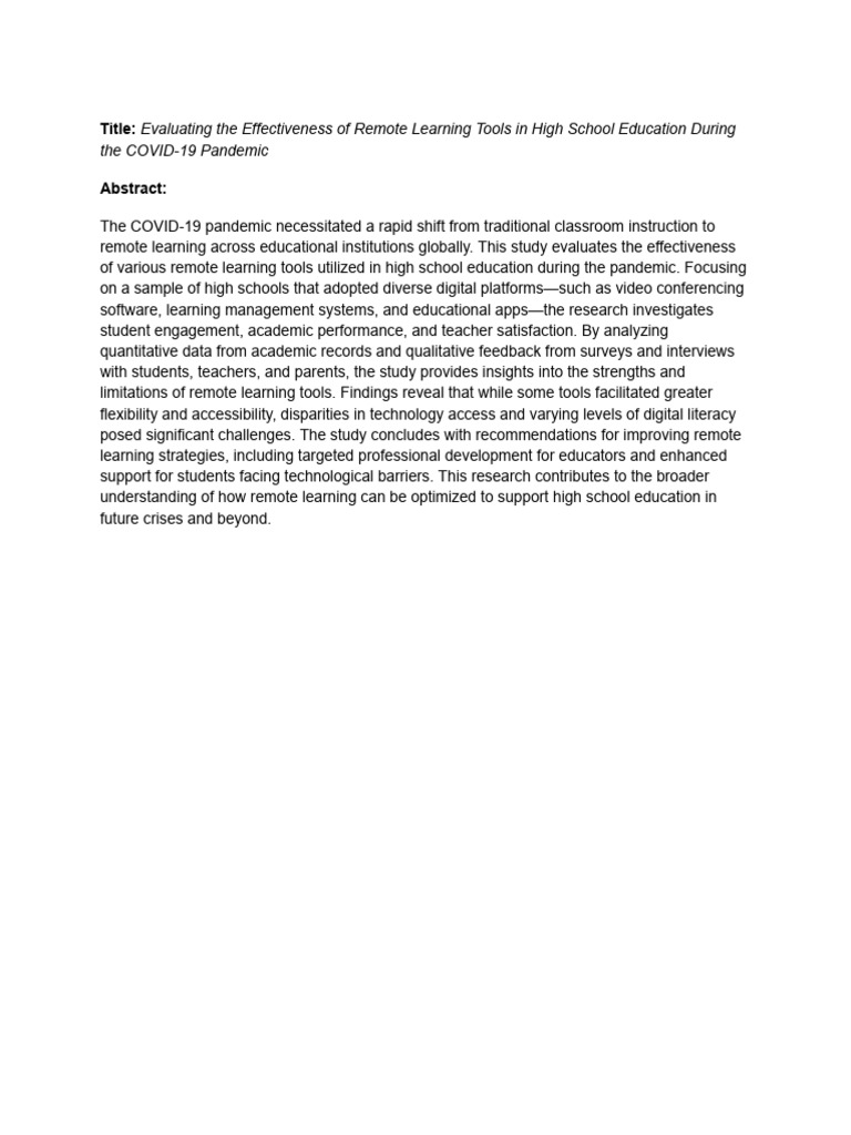 evaluating-the-effectiveness-of-remote-learning-tools-in-high-school