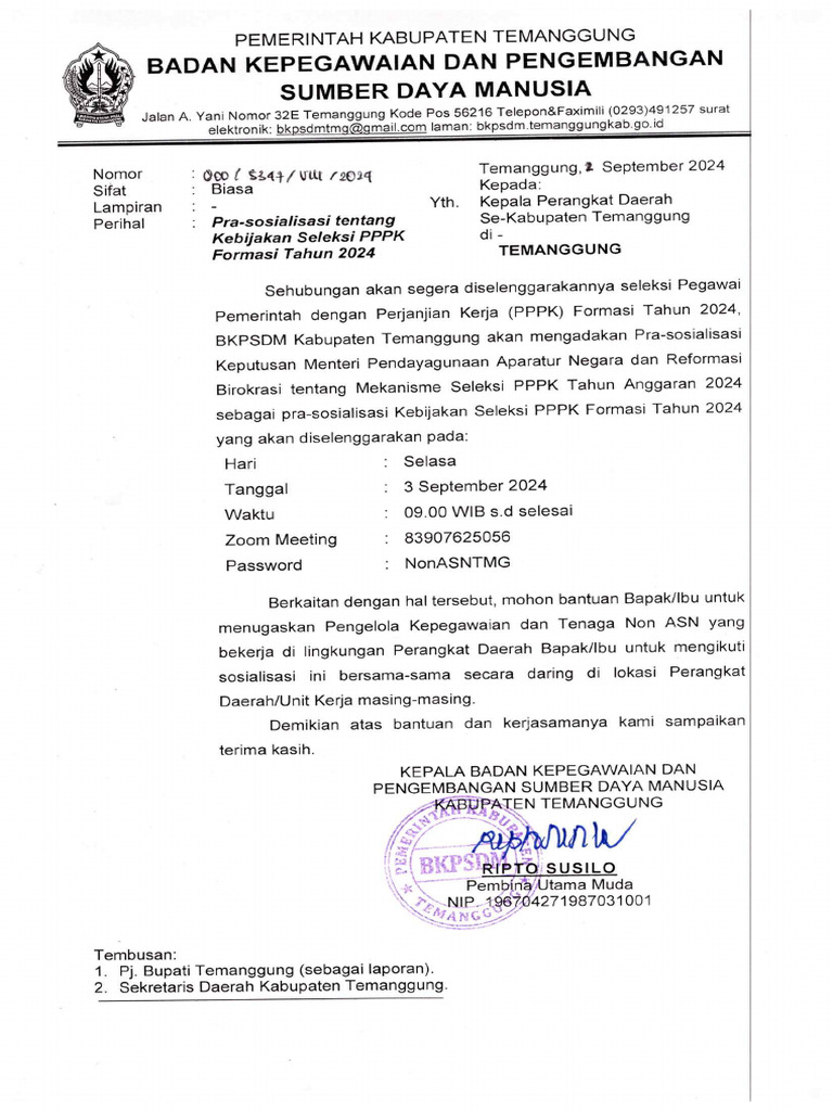 PRASOSIALISASI TENTANG KEBIJAKAN SLEKSI PPPK FORMASI TAHUN 2024 | PDF