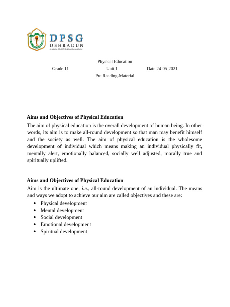 PHYSICAL EDUCATION MEANING DEFINITION AIM AND OBJECTIVES visual data 7