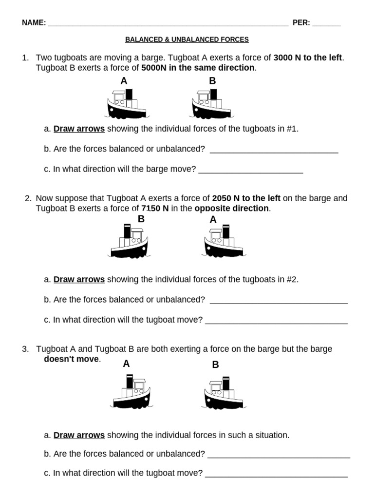 Balanced & Unbalanced Forces 2 | PDF