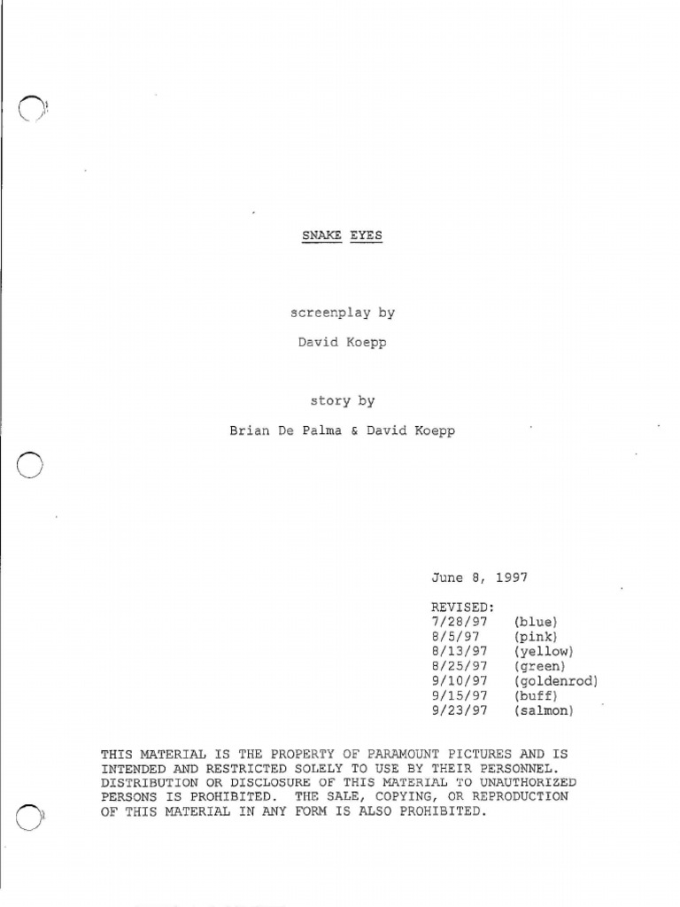 Snake Eyes 9.23.97 | PDF