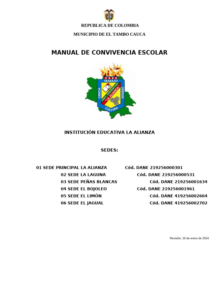 Manual de Convivencia Escolar El Tambo | PDF | Acoso cibernético ...