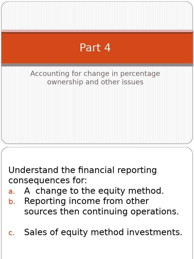 Equity Method Changes and Reporting | PDF | Equity (Finance) | Investing